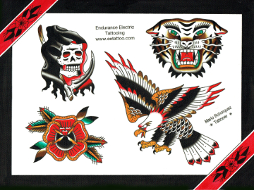 Old school reaper Traditional tiger American traditional eagle Old school rose