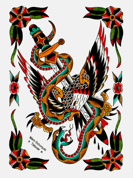 Traditional royal battle dagger eagle snake