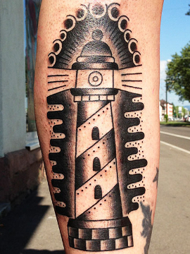 Amsterdam tattoo of lighthouse