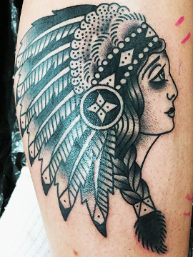 Tattoo of a native-American girl